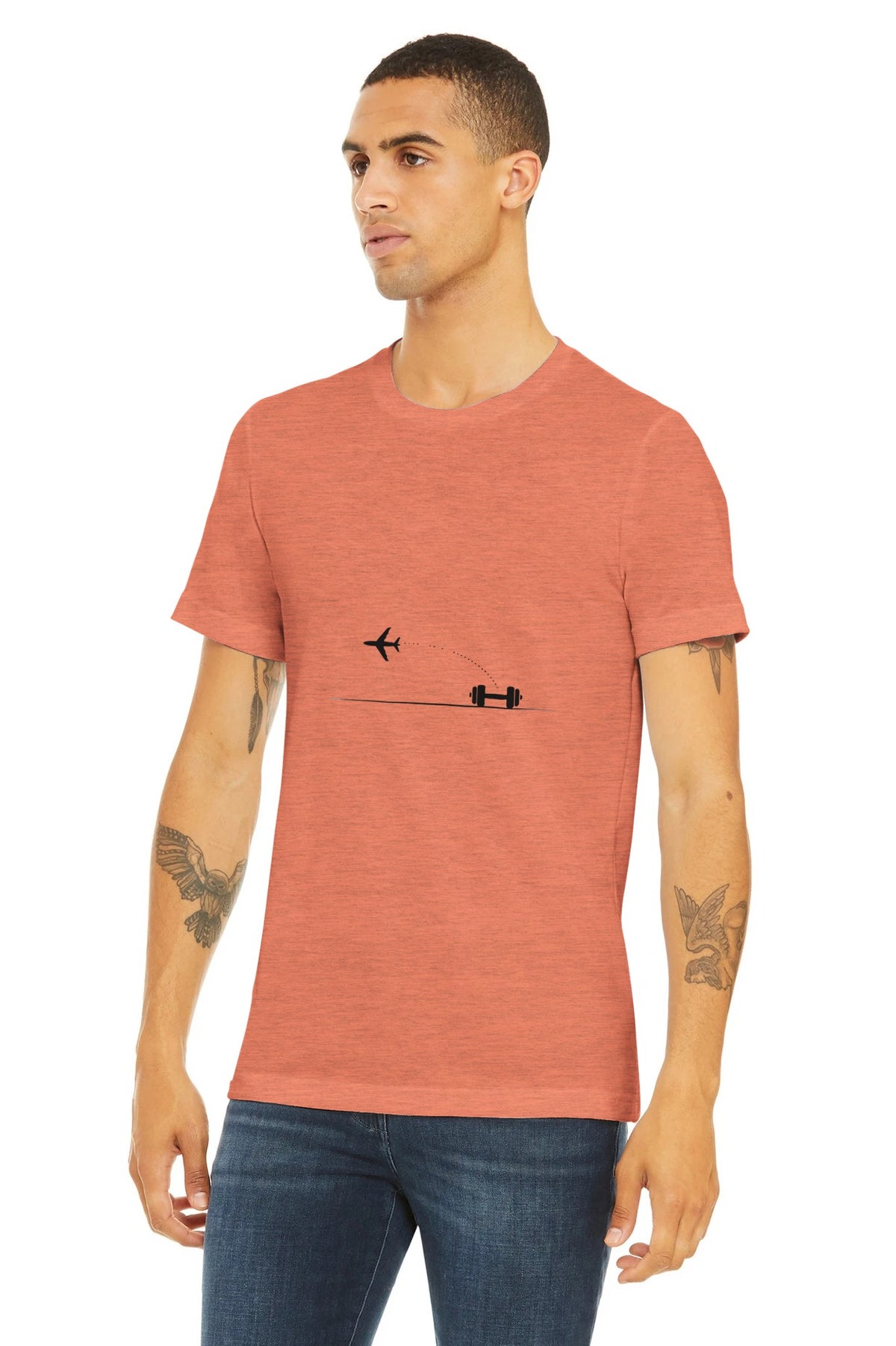Land. Recover. Repeat. Tee | Dumbbells & Hotels - Land. Recover. Repeat. design, tee product photo