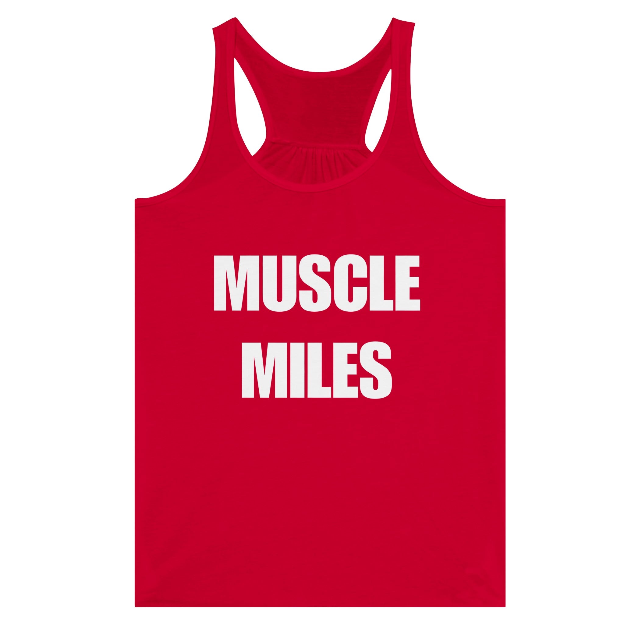 Muscle Miles racerback tank folded, packable travel fit