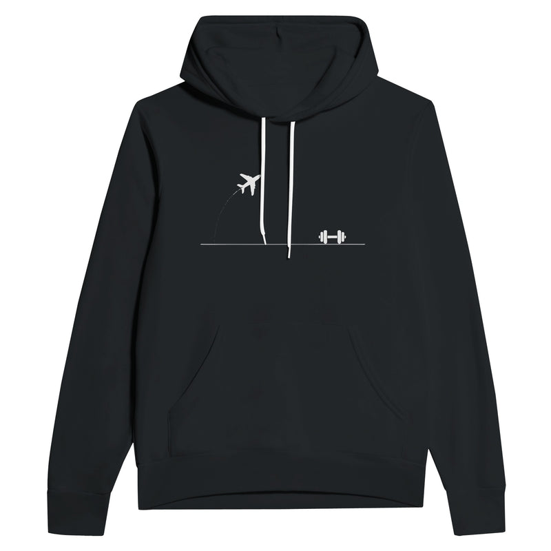 Rucked Miles, Ready Muscles Hoodie | Dumbbells & Hotels - Rucked Miles, Ready Muscles. design, hoodie product photo