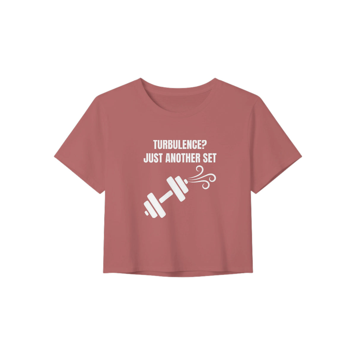 Turbulence? Just Another Set women's travel crop tee by Dumbbells & Hotels — view 7