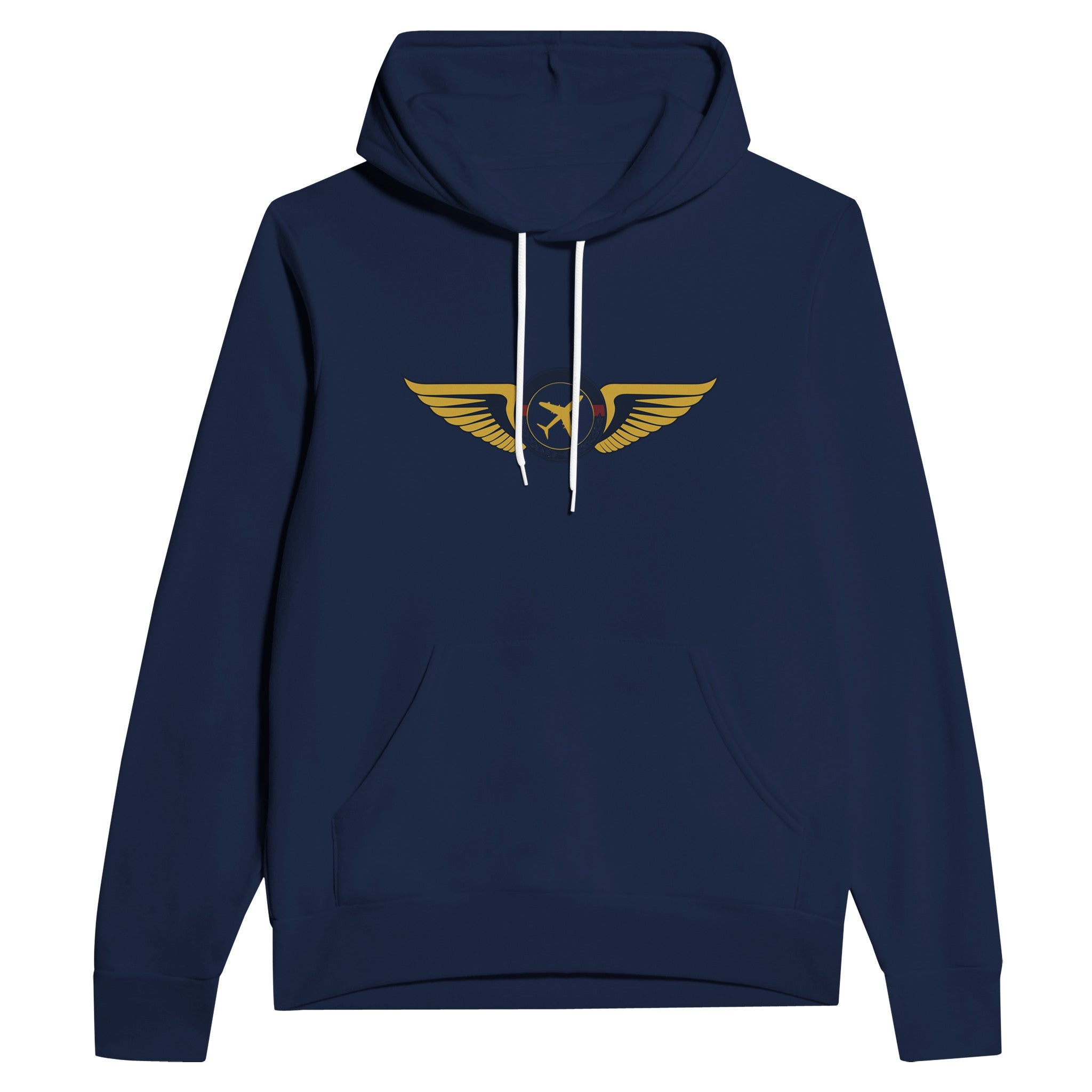 Aviator Wings unisex sponge fleece layover hoodie, detail view 7 — Dumbbells & Hotels