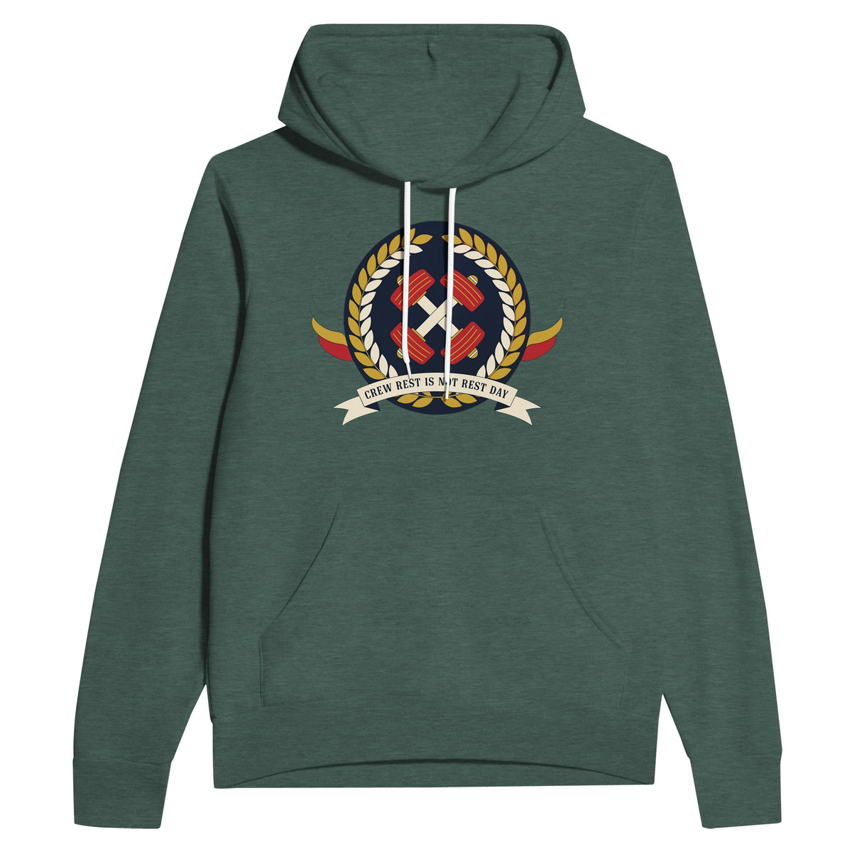 Crew Rest Is Not Rest Day. Hoodie | Dumbbells & Hotels - Crew Rest Is Not Rest Day. design, hoodie product photo