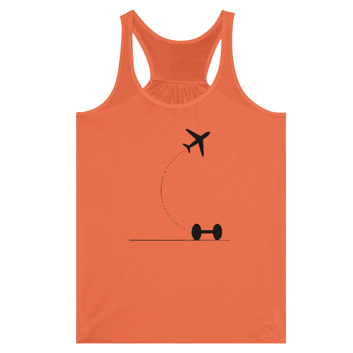 Hotel Key, Fitness Key design on Coral women's racerback tank top - Dumbbells & Hotels