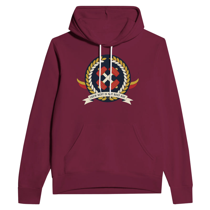 Crew Rest Is Not Rest Day. Hoodie | Dumbbells & Hotels - Crew Rest Is Not Rest Day. design, hoodie product photo