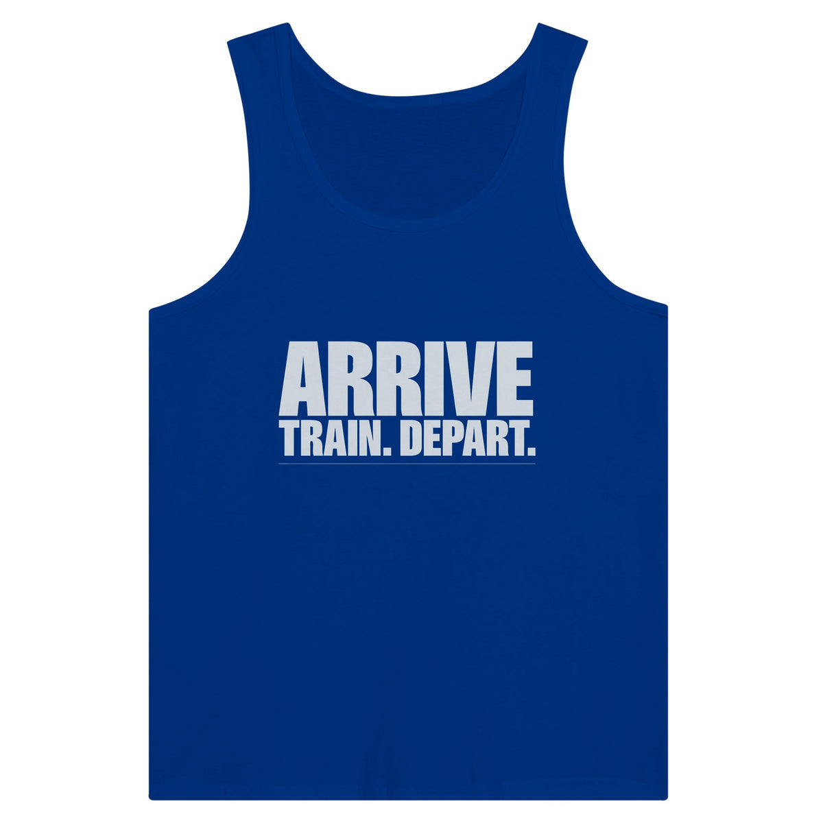 Arrive. Train. Depart. Tank | Dumbbells & Hotels - Arrive. Train. Depart. design, tank product photo