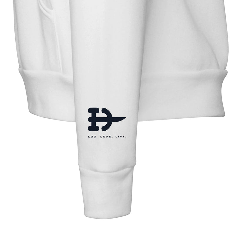 Log. Load. Lift. Hoodie | Dumbbells & Hotels - Log. Load. Lift. design, hoodie product photo