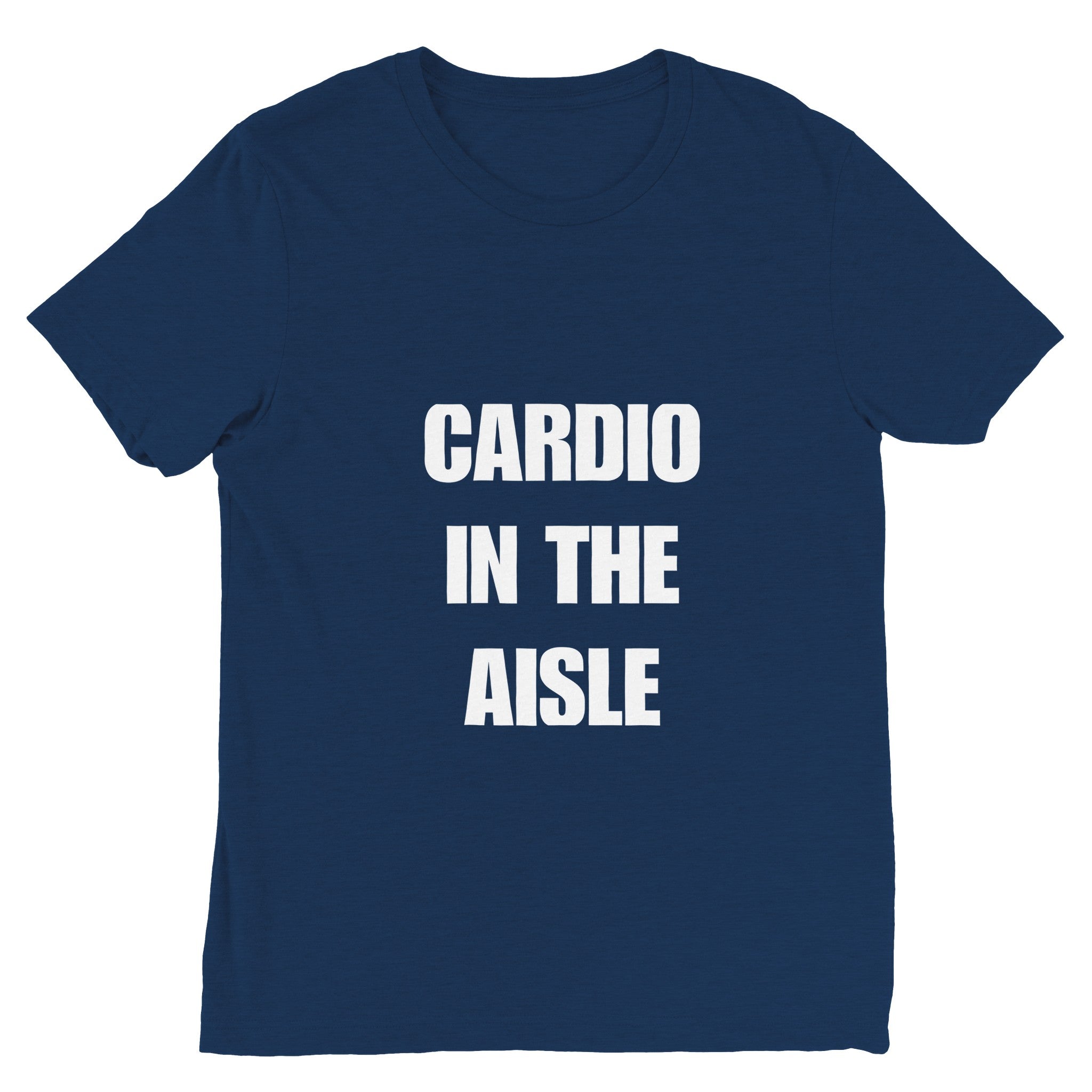 Cardio in the Aisle travel workout tee — flight-tested travel fitness apparel for the road warrior | Dumbbells & Hotels