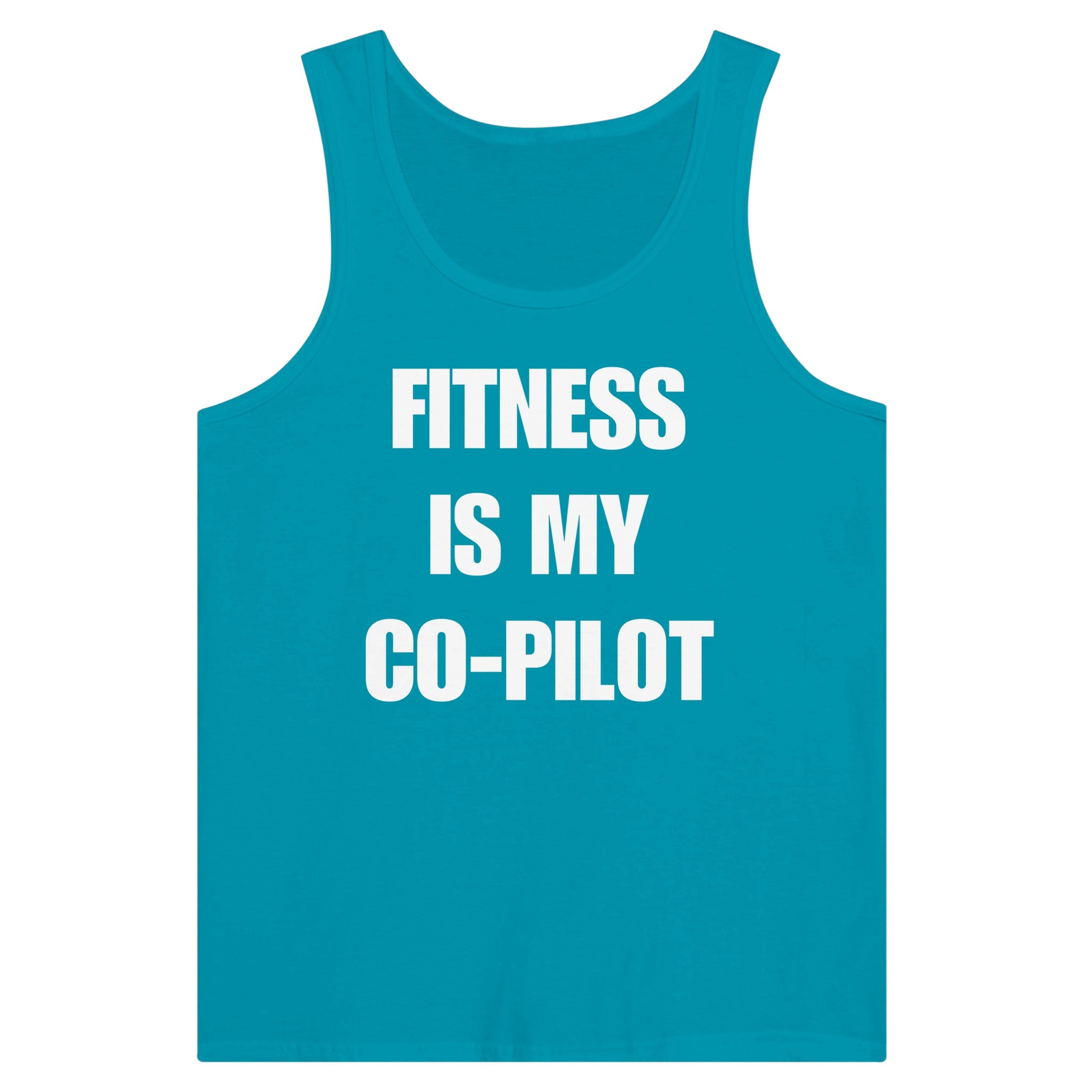 Fitness Is My Co-Pilot premium unisex tank in additional colorway — travel fitness tank, view 13