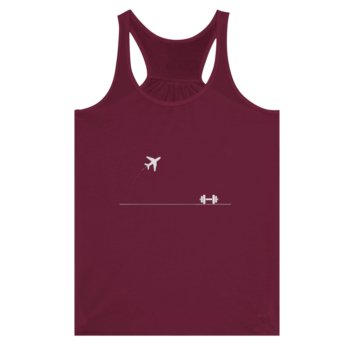 Rucked Miles, Ready Muscles Racerback | Dumbbells & Hotels - Rucked Miles, Ready Muscles. design, racerback product photo