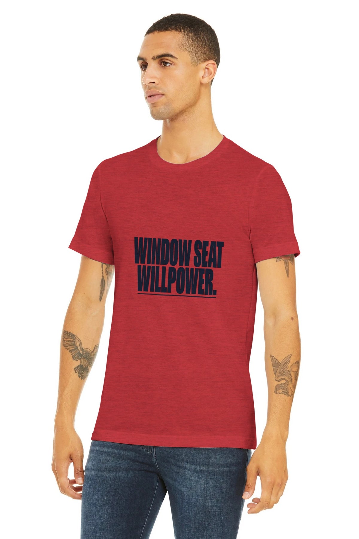 Window Seat Willpower Tee | Dumbbells & Hotels - Window Seat Willpower. design, tee product photo