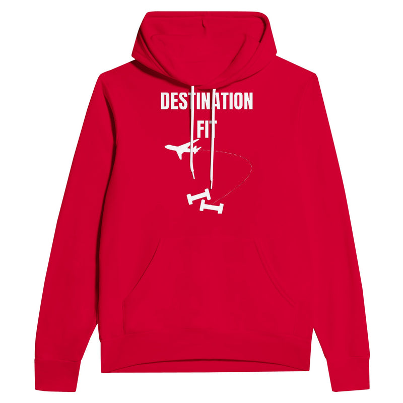 Destination Fit travel hoodie — road warrior training in the hotel gym | Dumbbells & Hotels