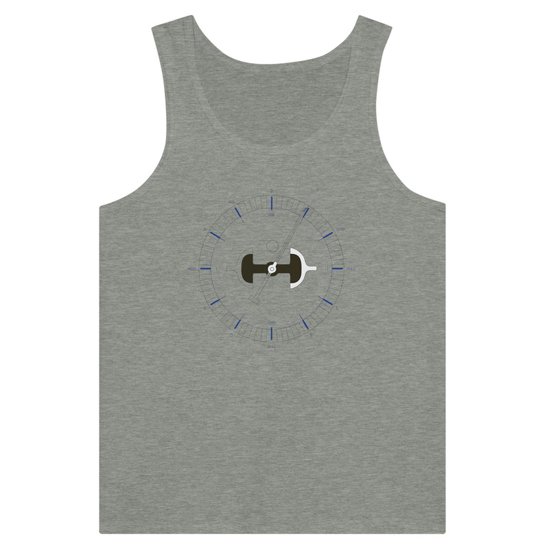 Departure Gate Focus premium tank top - veteran-owned, pilot-designed travel fitness tank by Dumbbells & Hotels
