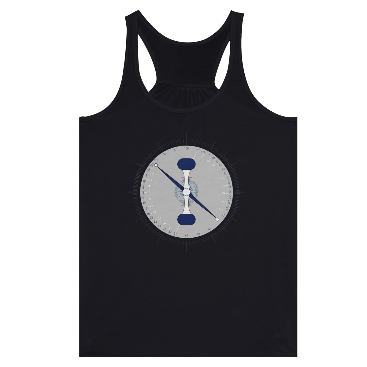 Taxi. Takeoff. Train. Racerback | Dumbbells & Hotels - Taxi. Takeoff. Train. design, racerback product photo