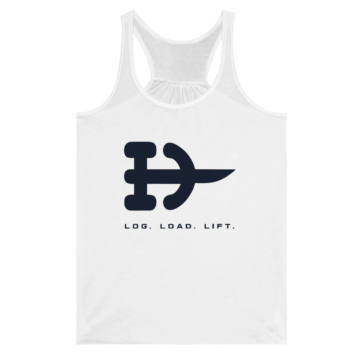 Log. Load. Lift. Racerback | Dumbbells & Hotels - Log. Load. Lift. design, racerback product photo