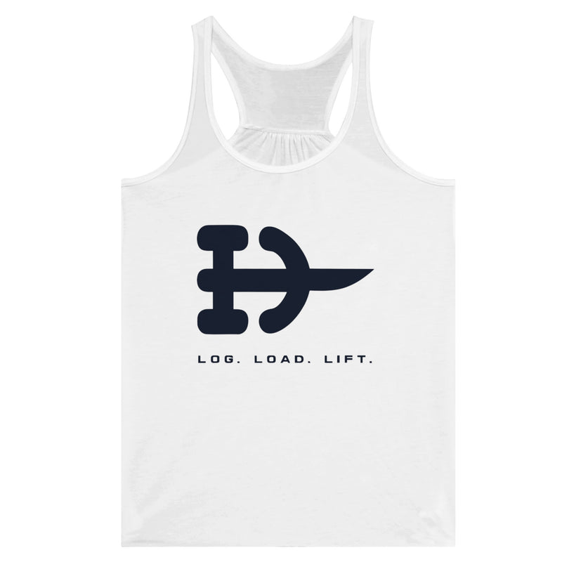 Log. Load. Lift. Racerback | Dumbbells & Hotels - Log. Load. Lift. design, racerback product photo