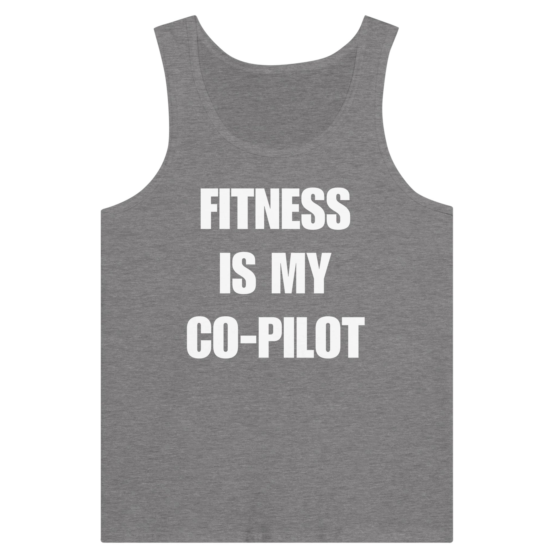 Fitness Is My Co-Pilot premium unisex tank in additional colorway — travel fitness tank, view 10