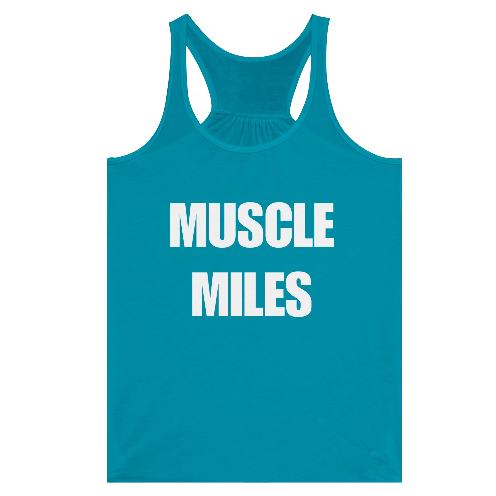 Muscle Miles racerback tank on-model, front angle