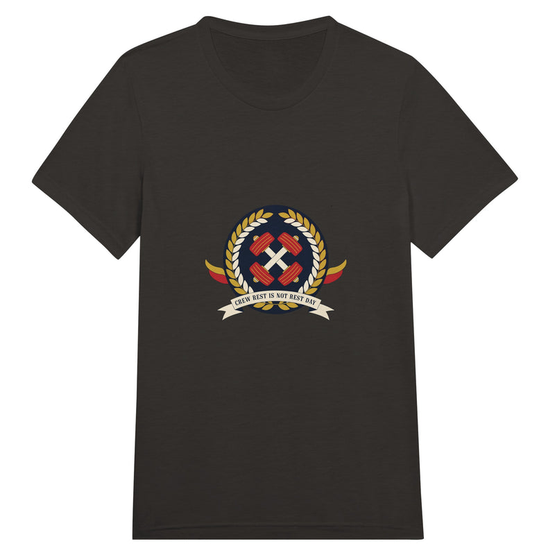Crew Rest Is Not Rest Day. Tee | Dumbbells & Hotels - Crew Rest Is Not Rest Day. design, tee product photo