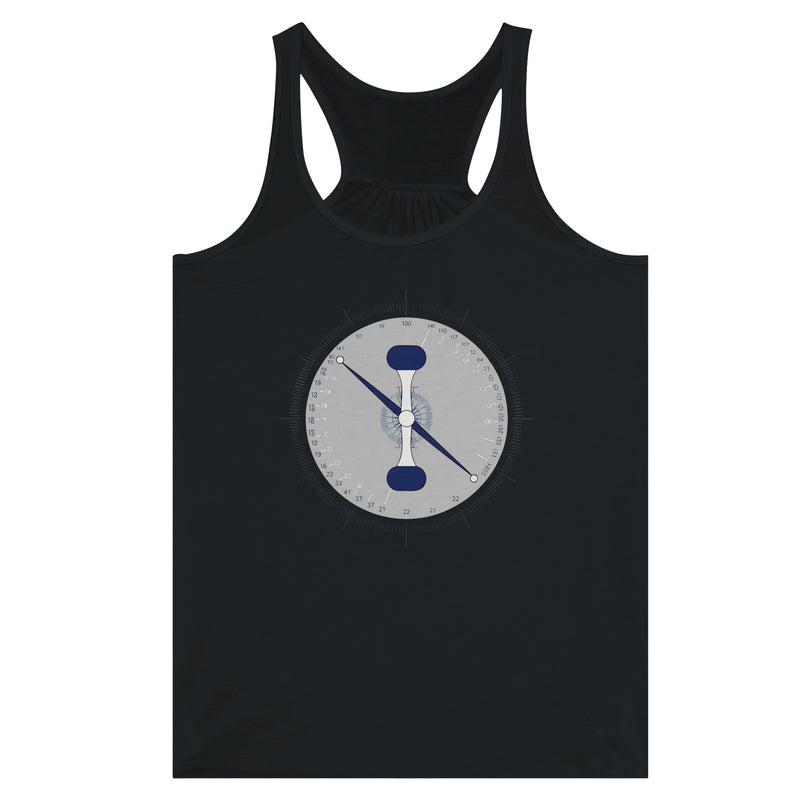 Taxi. Takeoff. Train. Racerback | Dumbbells & Hotels - Taxi. Takeoff. Train. design, racerback product photo