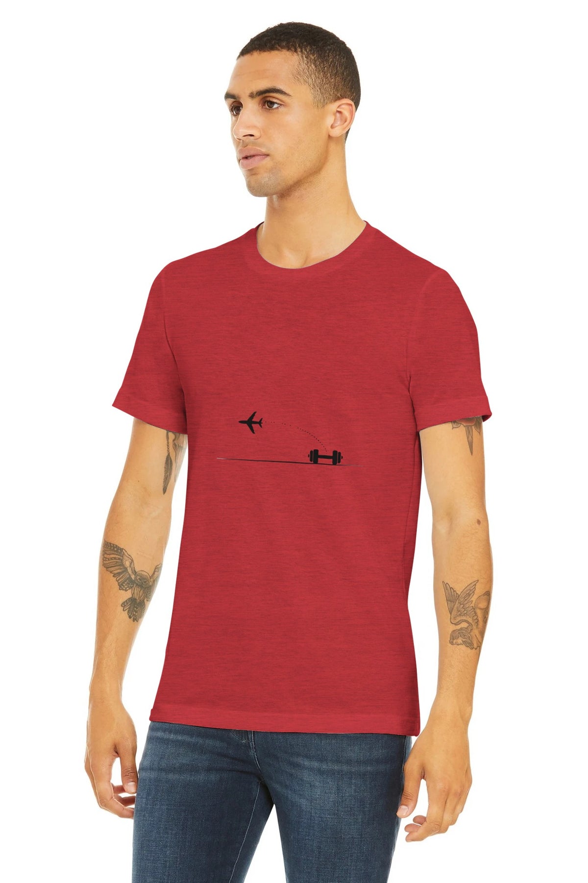 Land. Recover. Repeat. Tee | Dumbbells & Hotels - Land. Recover. Repeat. design, tee product photo