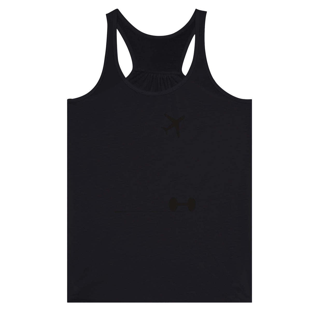 Hotel Key, Fitness Key design on Dark Gray women's racerback tank top - Dumbbells & Hotels