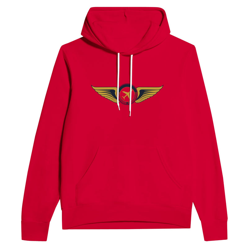 Aviator Wings unisex sponge fleece layover hoodie, detail view 9 — Dumbbells & Hotels