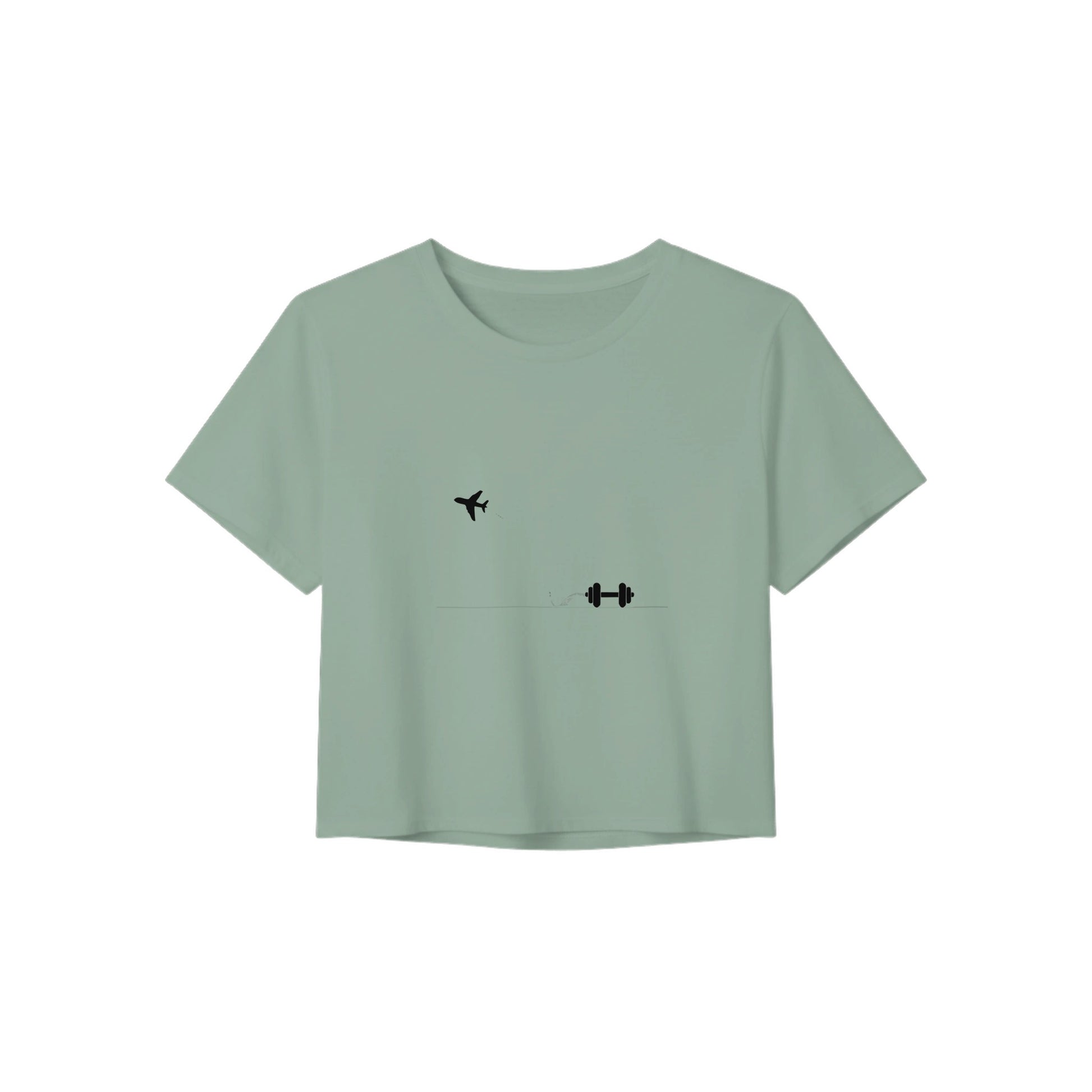 Boardroom Bound Body women's travel crop tee by Dumbbells & Hotels — view 5