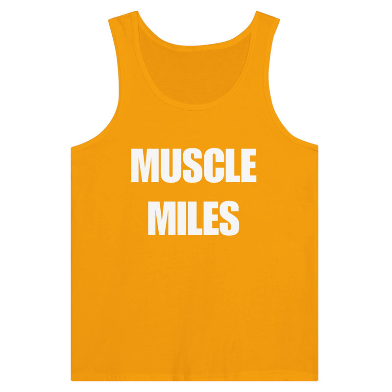 Muscle Miles tank top print close-up