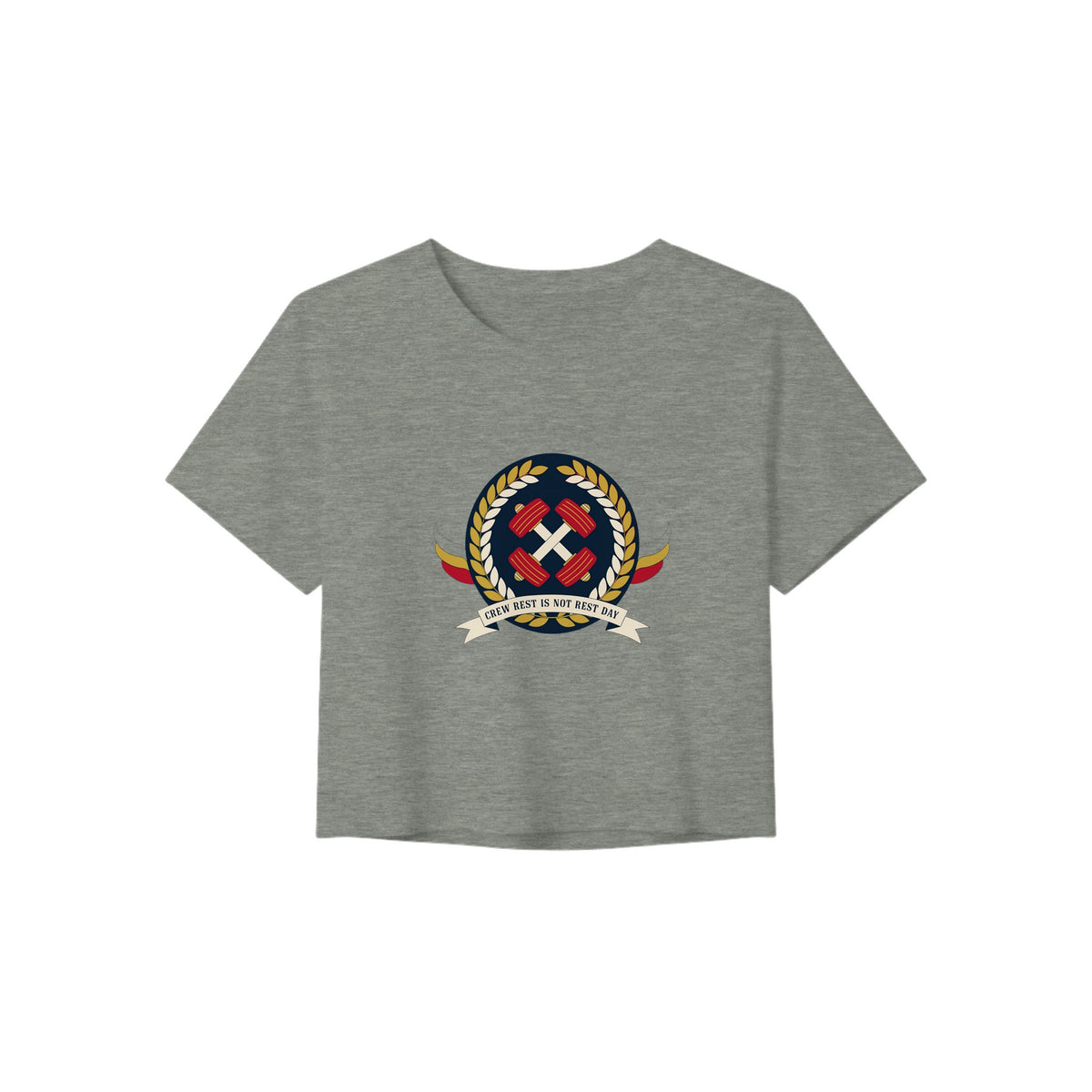 Crew Rest Is Not Rest Day. Crop Tee | Dumbbells & Hotels - Crew Rest Is Not Rest Day. design, crop tee product photo