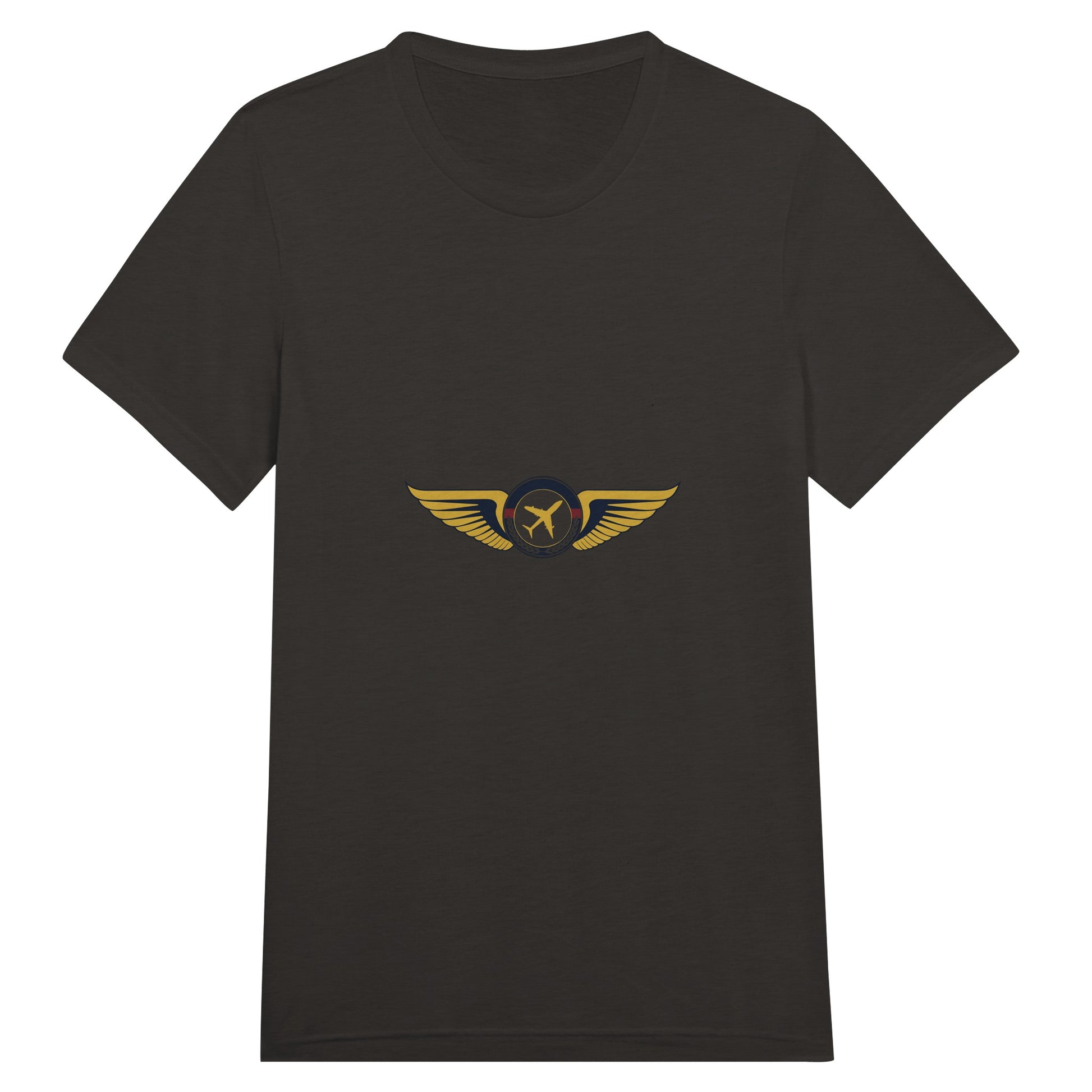 Aviator Wings flight-tested travel tee, front view 13 — Dumbbells & Hotels