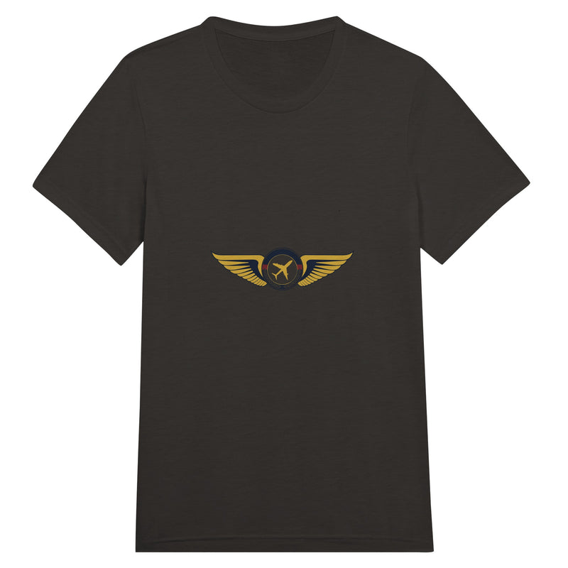Aviator Wings flight-tested travel tee, front view 13 — Dumbbells & Hotels