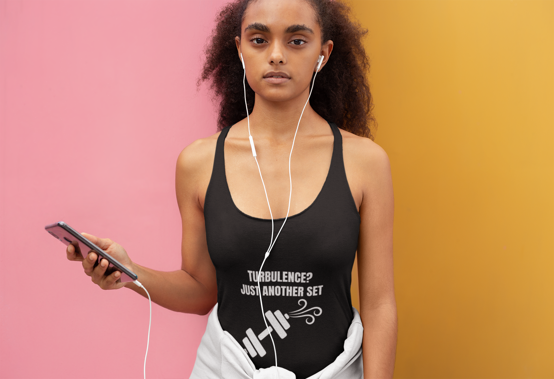 Women's Turbulence racerback tank in Vintage Black - designed by pilots for the hotel gym