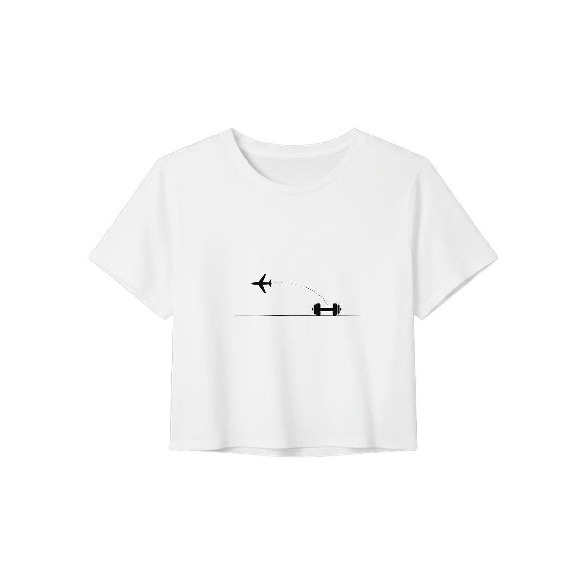 Land. Recover. Repeat. Crop Tee | Dumbbells & Hotels - Land. Recover. Repeat. design, crop tee product photo