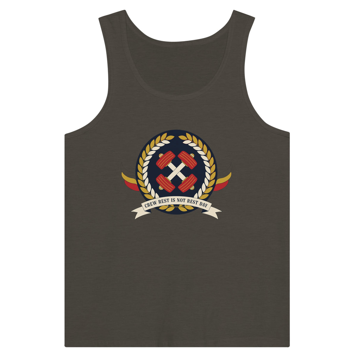 Crew Rest Is Not Rest Day. Tank | Dumbbells & Hotels - Crew Rest Is Not Rest Day. design, tank product photo