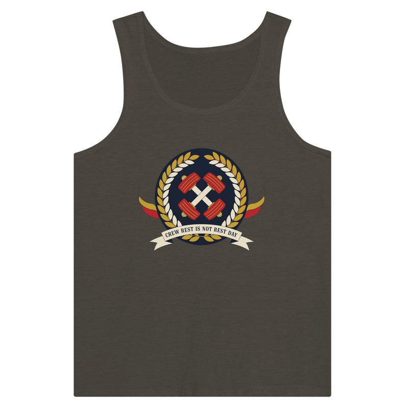 Crew Rest Is Not Rest Day. Tank | Dumbbells & Hotels - Crew Rest Is Not Rest Day. design, tank product photo