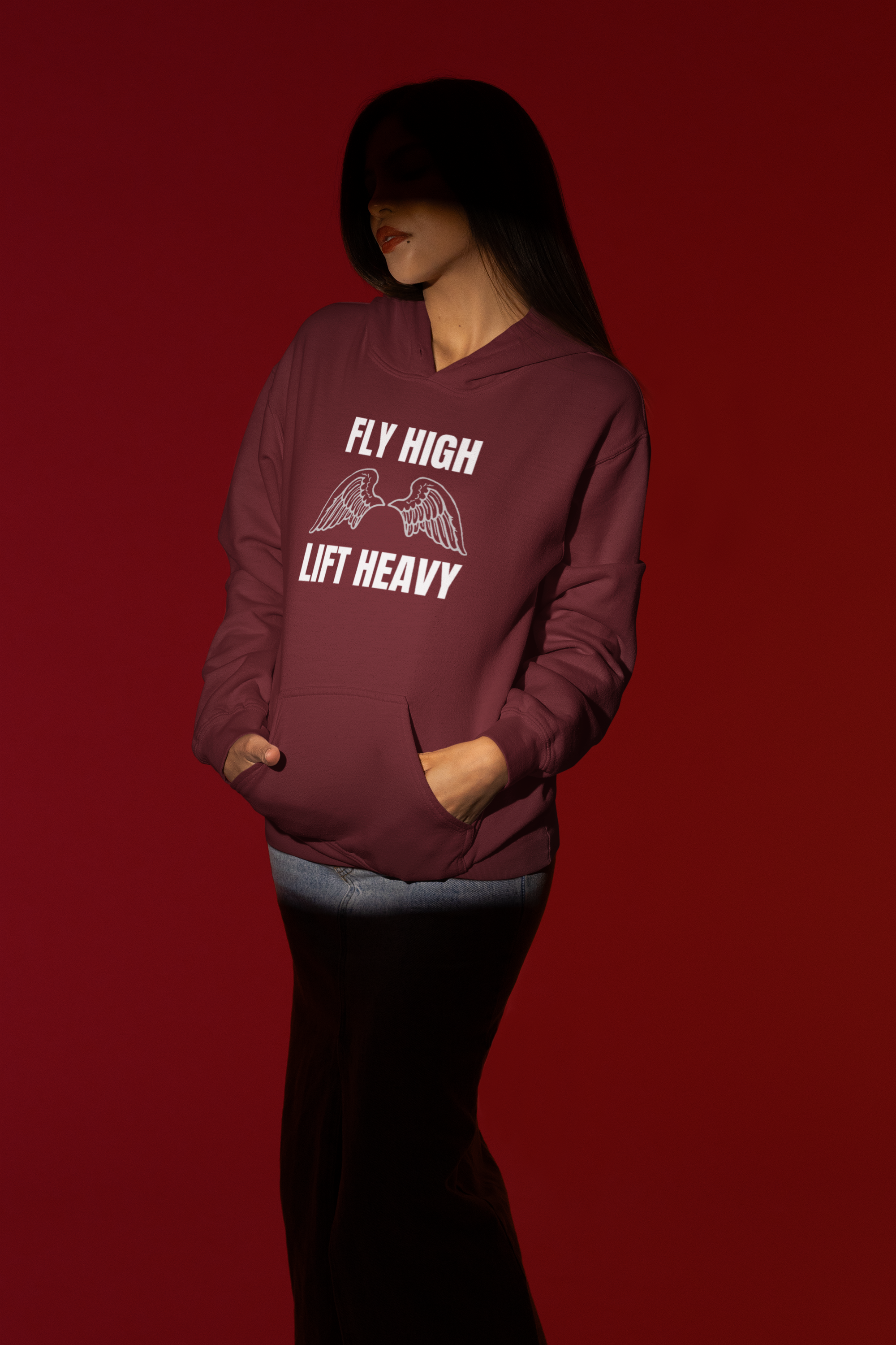 Maroon Fly High Lift Heavy hoodie — layover-ready luxury travel fitness apparel