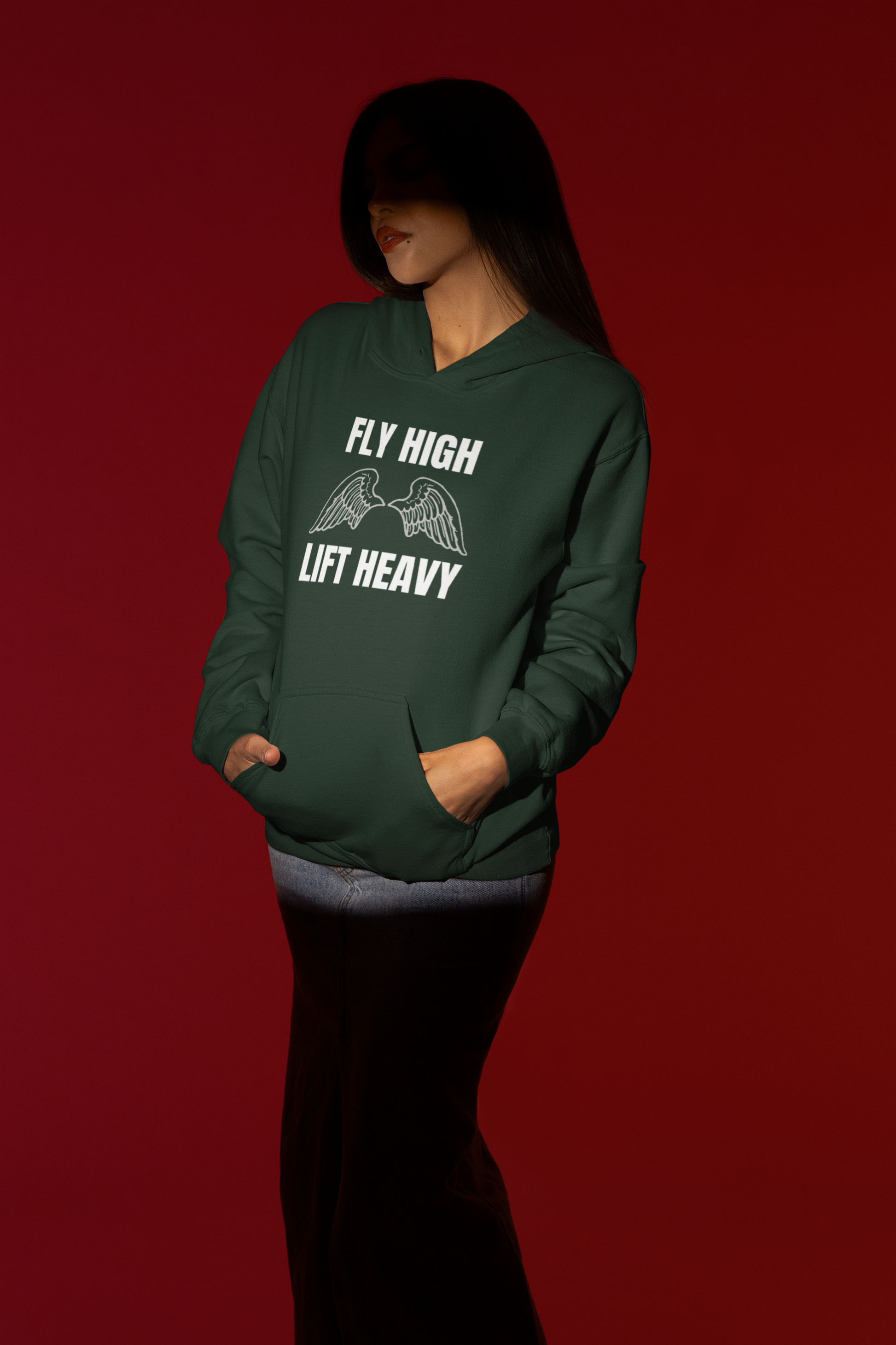 Military Green Fly High Lift Heavy hoodie — veteran-founded travel workout apparel