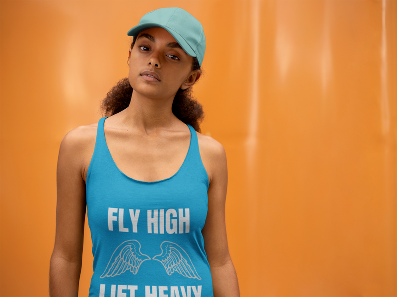 Layover Racerback Tank Fly High Edition Vintage Turquoise | Urban Lifestyle Travel Fitness Apparel | Dumbbells & Hotels