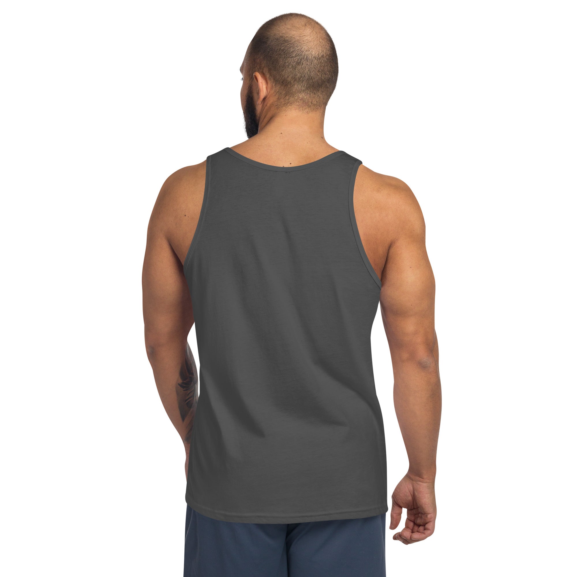 Nomad Strong unisex tank top — layover-ready training gear for road warriors