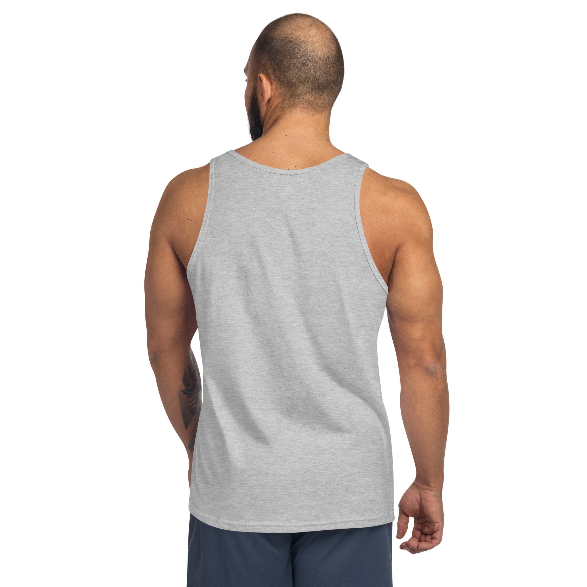 Nomad Strong unisex tank top — layover-ready training gear for road warriors