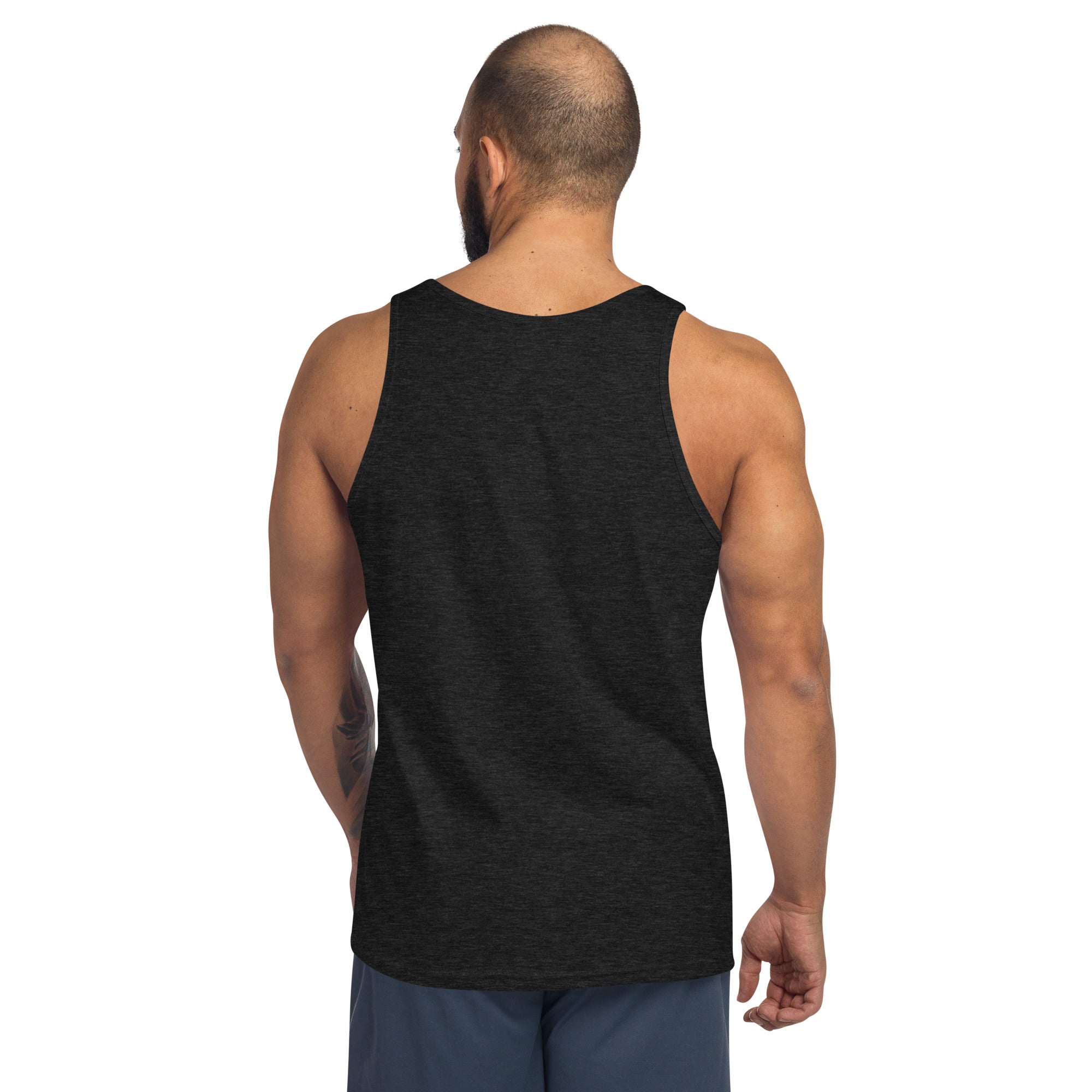 Nomad Strong unisex tank top — layover-ready training gear for road warriors