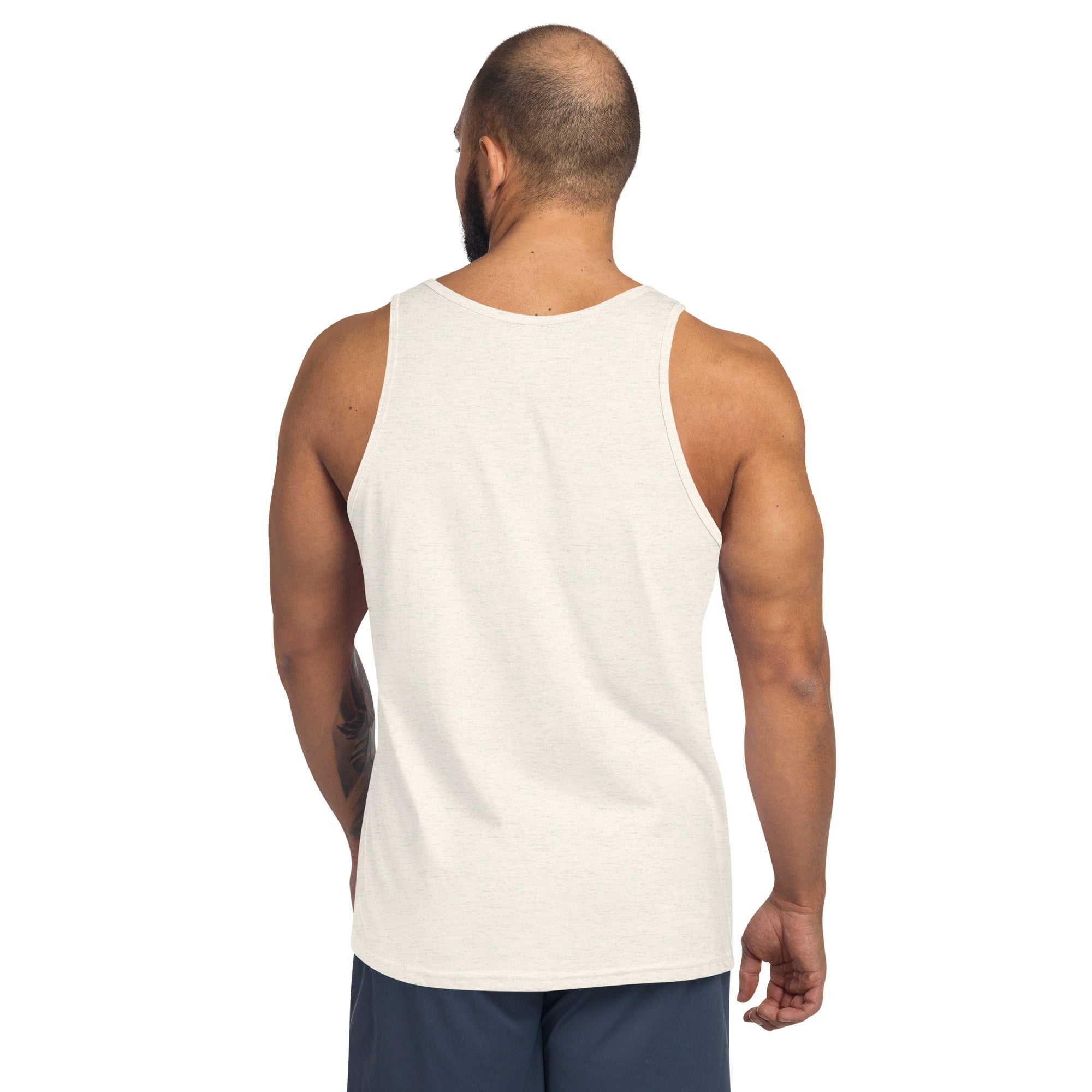 Nomad Strong unisex tank top — layover-ready training gear for road warriors