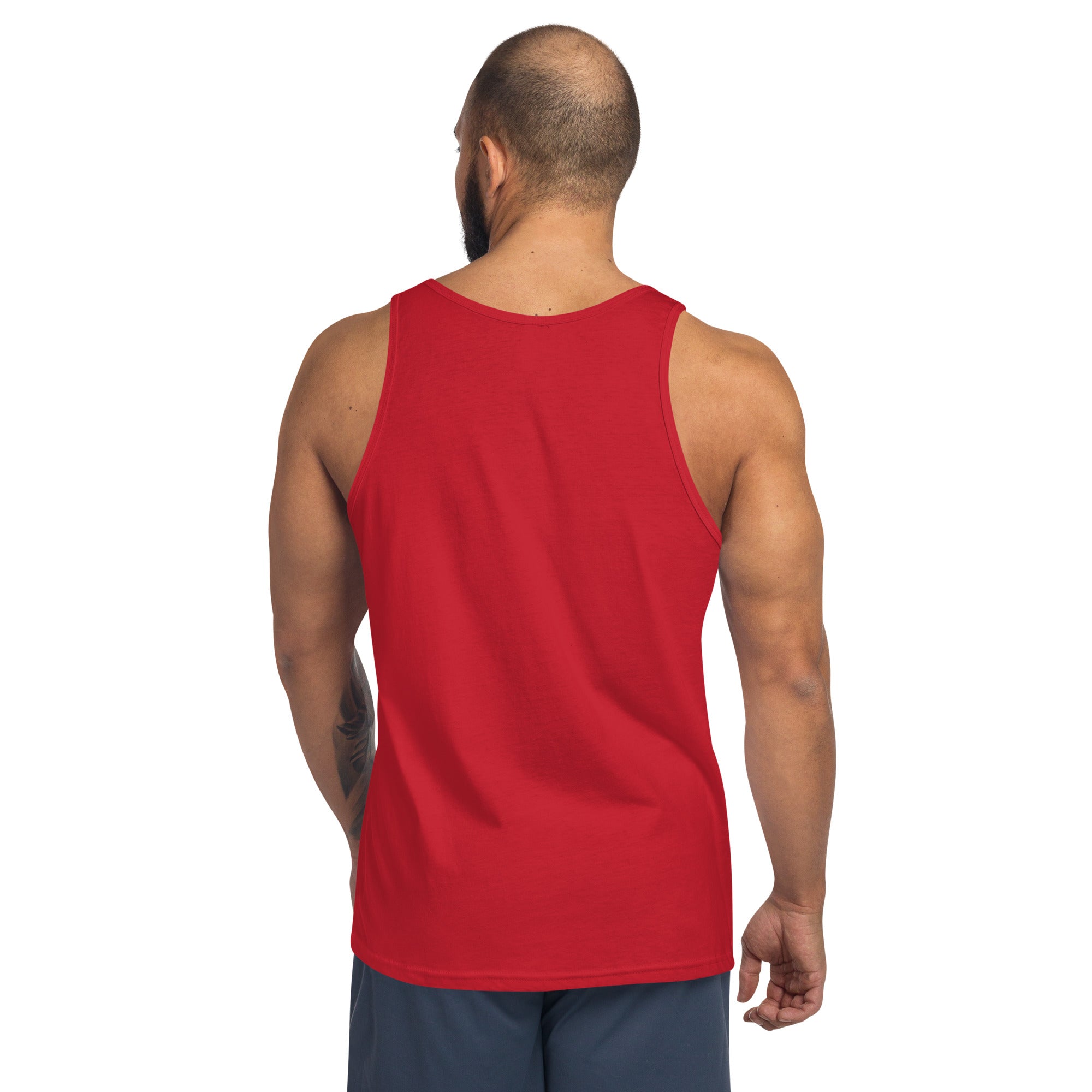 Nomad Strong unisex tank top — layover-ready training gear for road warriors