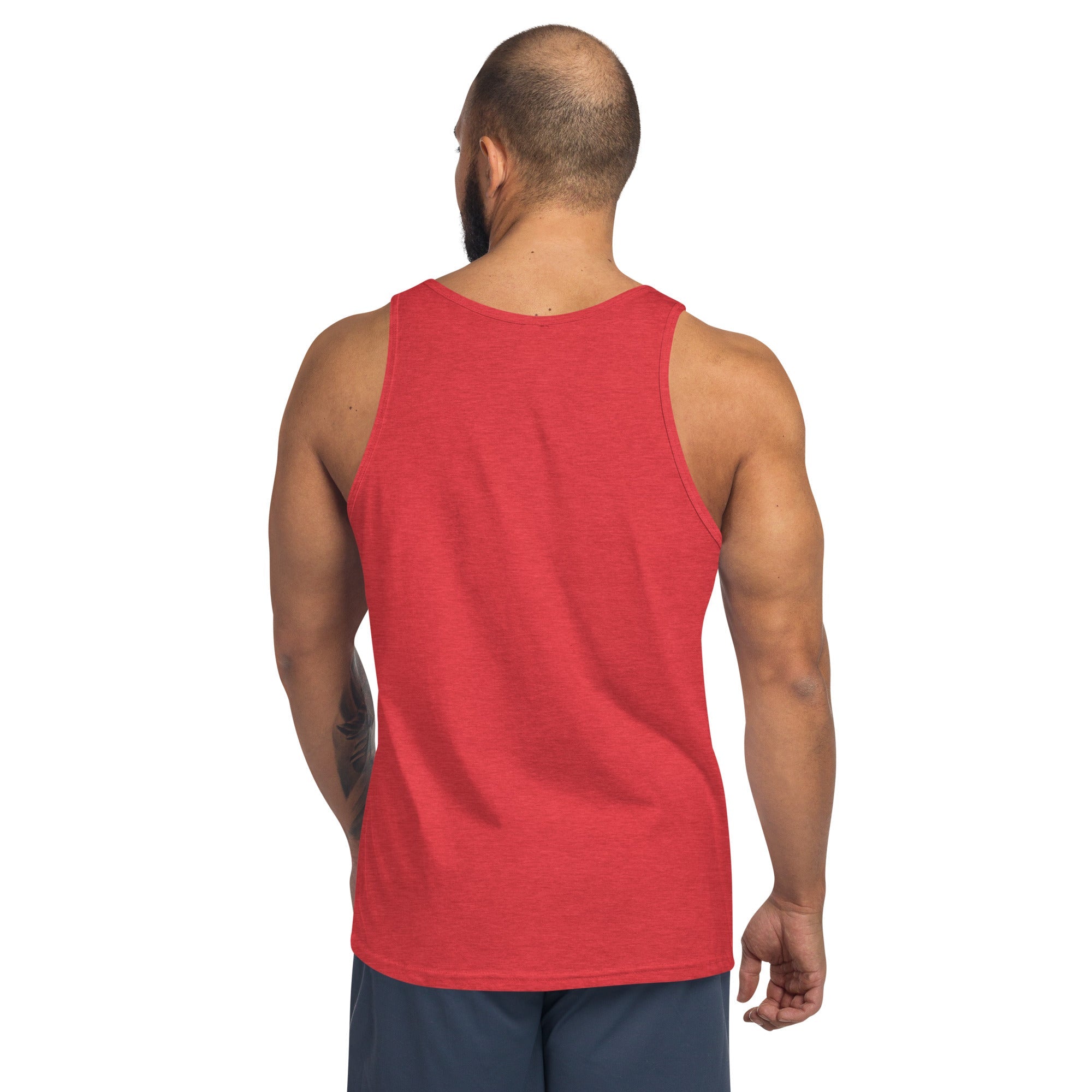 Nomad Strong unisex tank top — layover-ready training gear for road warriors