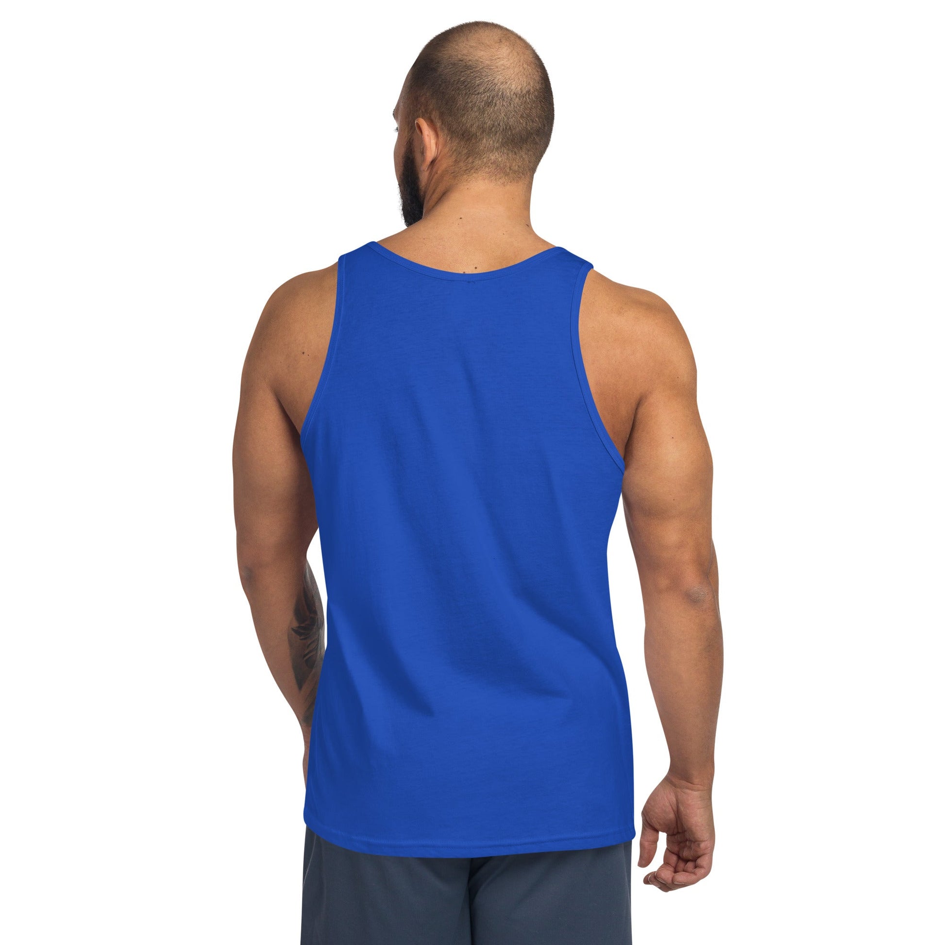 Nomad Strong unisex tank top — layover-ready training gear for road warriors