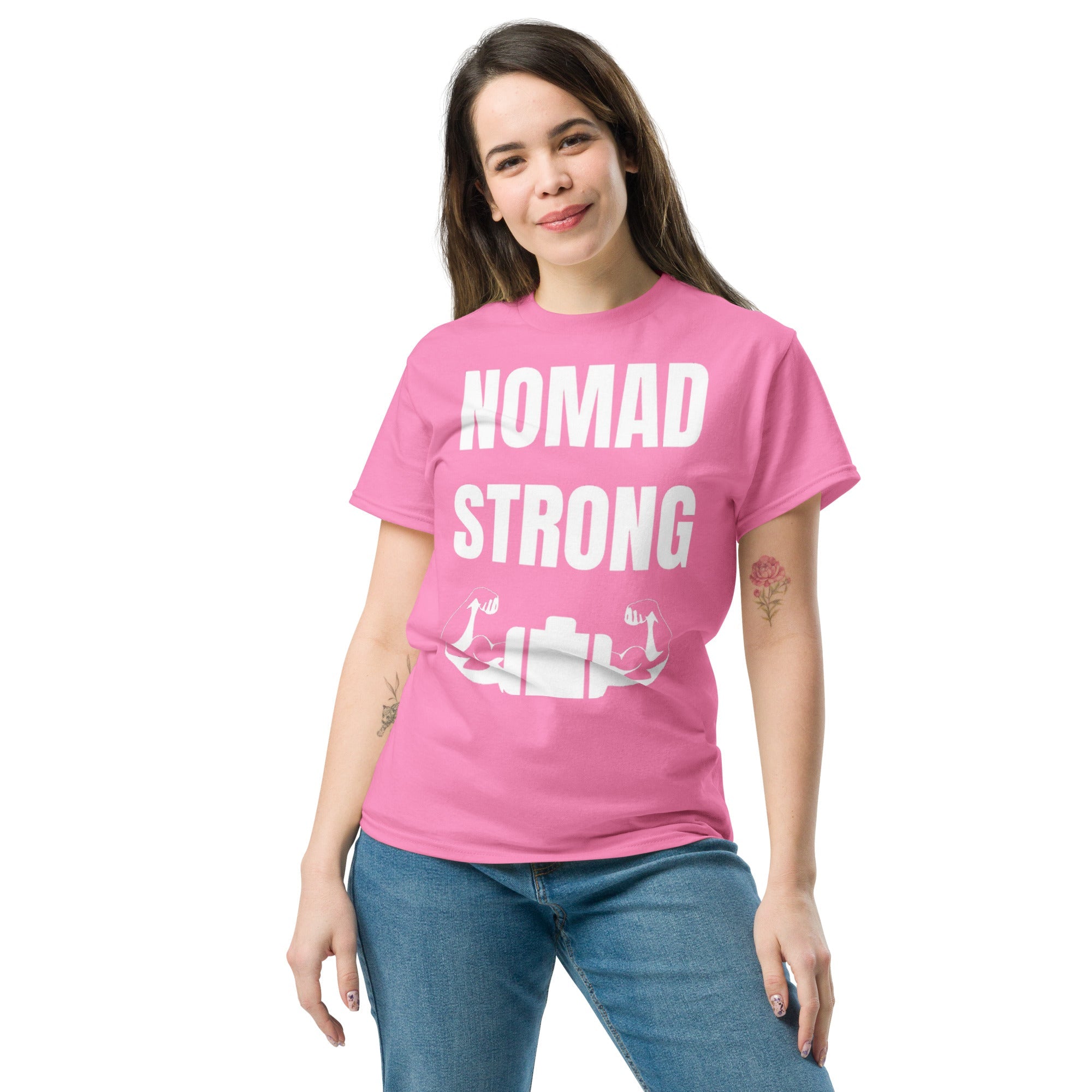 Nomad Strong unisex triblend tee — road warrior travel fitness apparel