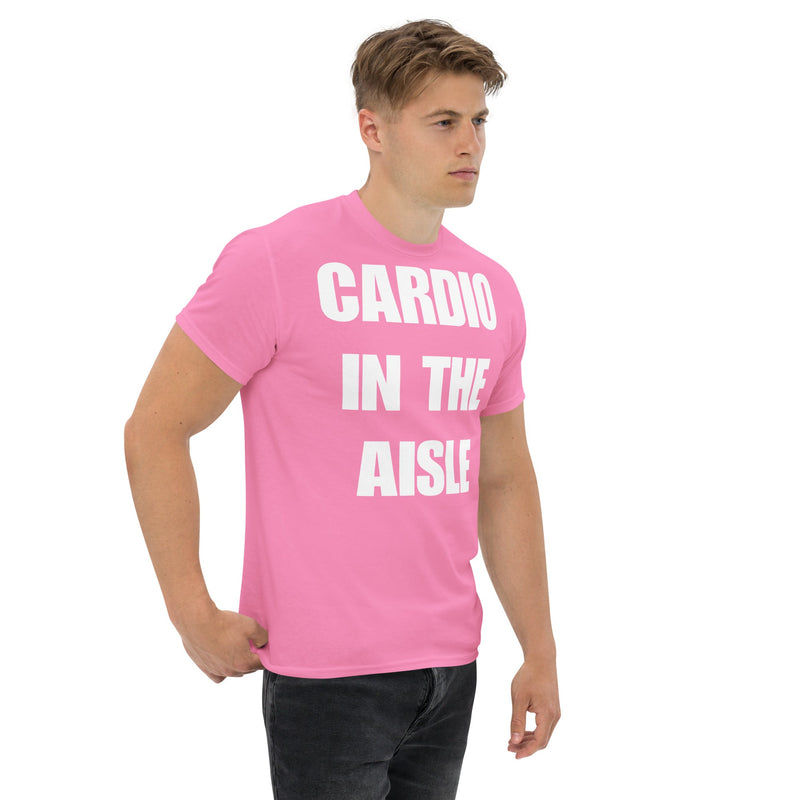 Cardio in the Aisle travel workout tee — wrinkle-resistant gear that packs flat for the carry-on | Dumbbells & Hotels