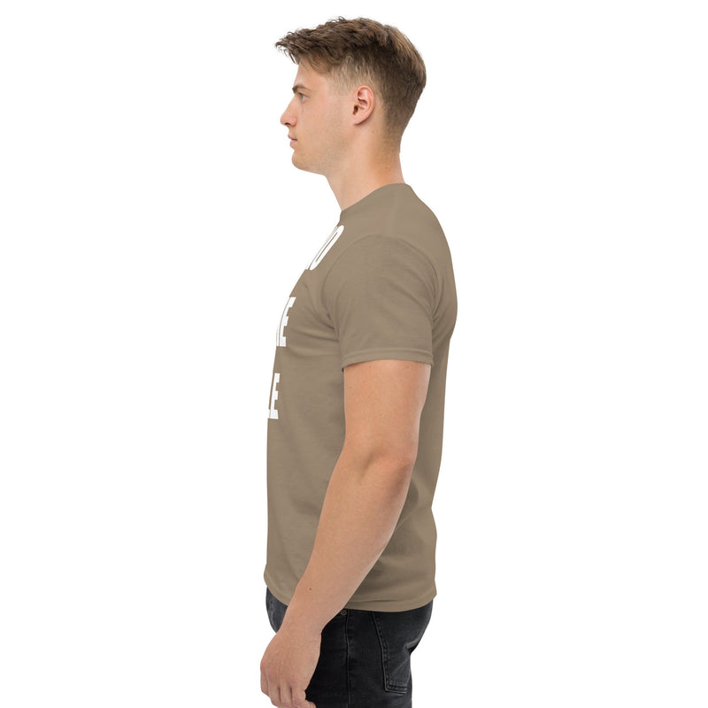 Cardio in the Aisle | travel workout tee in Brown (left side) — layover-ready travel fitness apparel by Dumbbells & Hotels