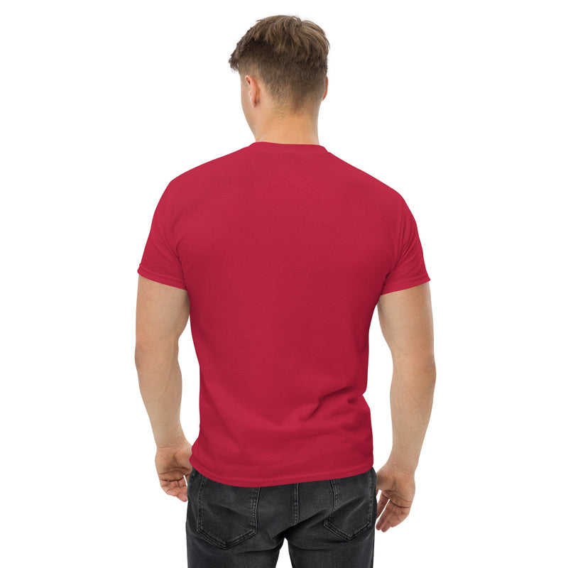 Cardio in the Aisle | travel workout tee in Cardinal (back view) — layover-ready travel fitness apparel by Dumbbells & Hotels