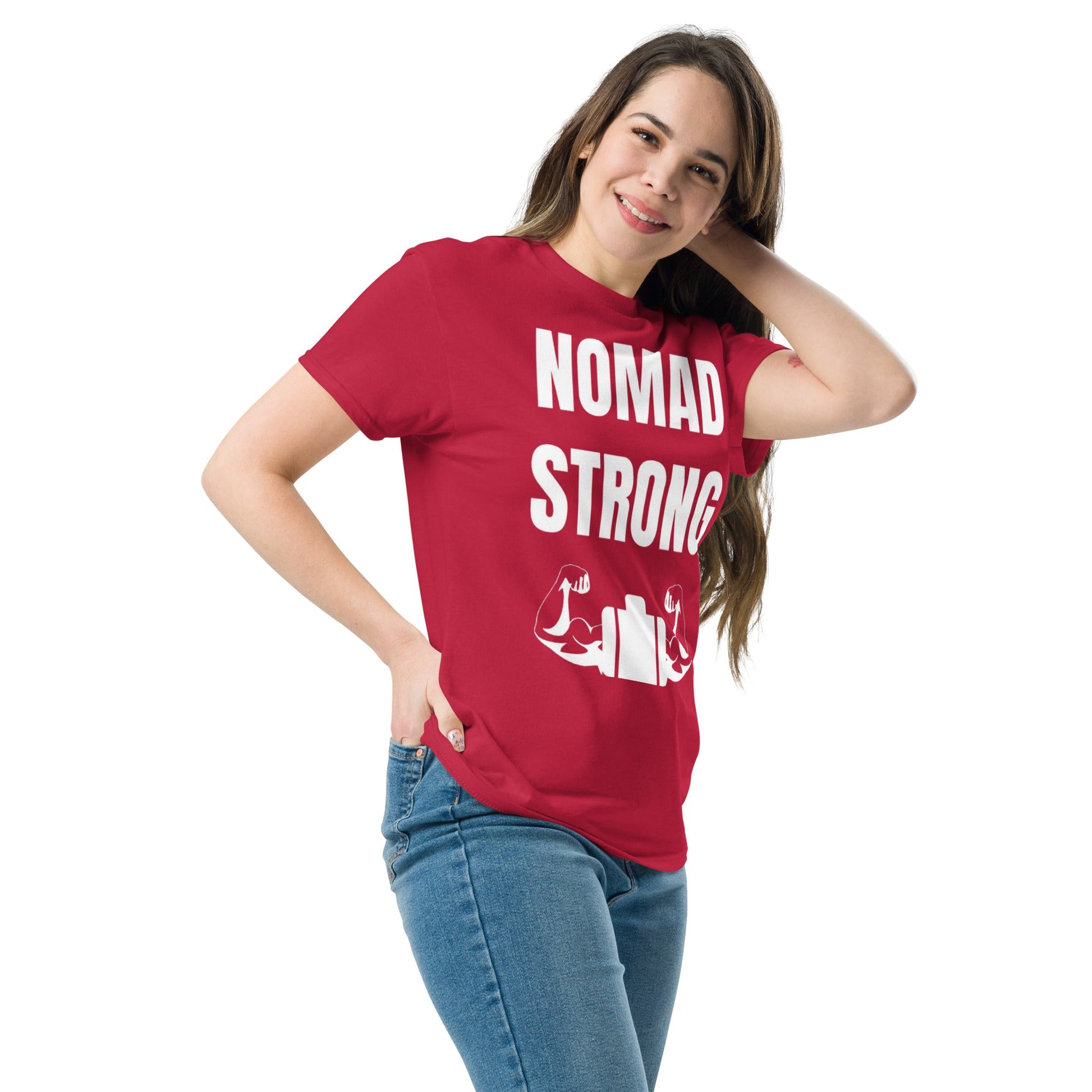 Nomad Strong unisex triblend tee — road warrior travel fitness apparel